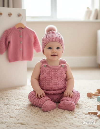 "Aurora” Dungaree set Knitting pattern set for Reborn doll 16 -22” or 0-3 Month Old Baby