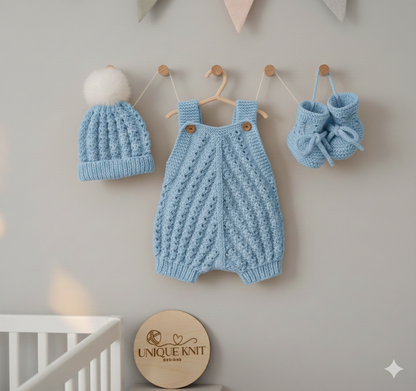 "Lupin” Romper Knitting pattern for Reborn doll 16 -22” or 0-3 Mth Old Baby