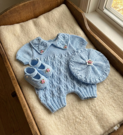 "Lillies ” Romper Knitting pattern for Reborn doll 16 -22” or 0-3 Mth Old Baby