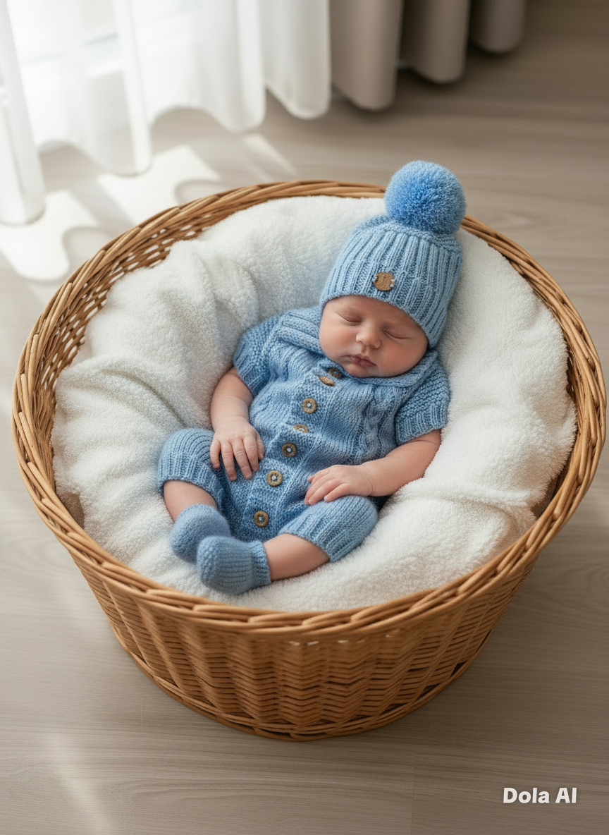 "Acorn" Romper Set Knitting pattern for Reborn doll 16 - 22” or 0-3 Mth Old Baby