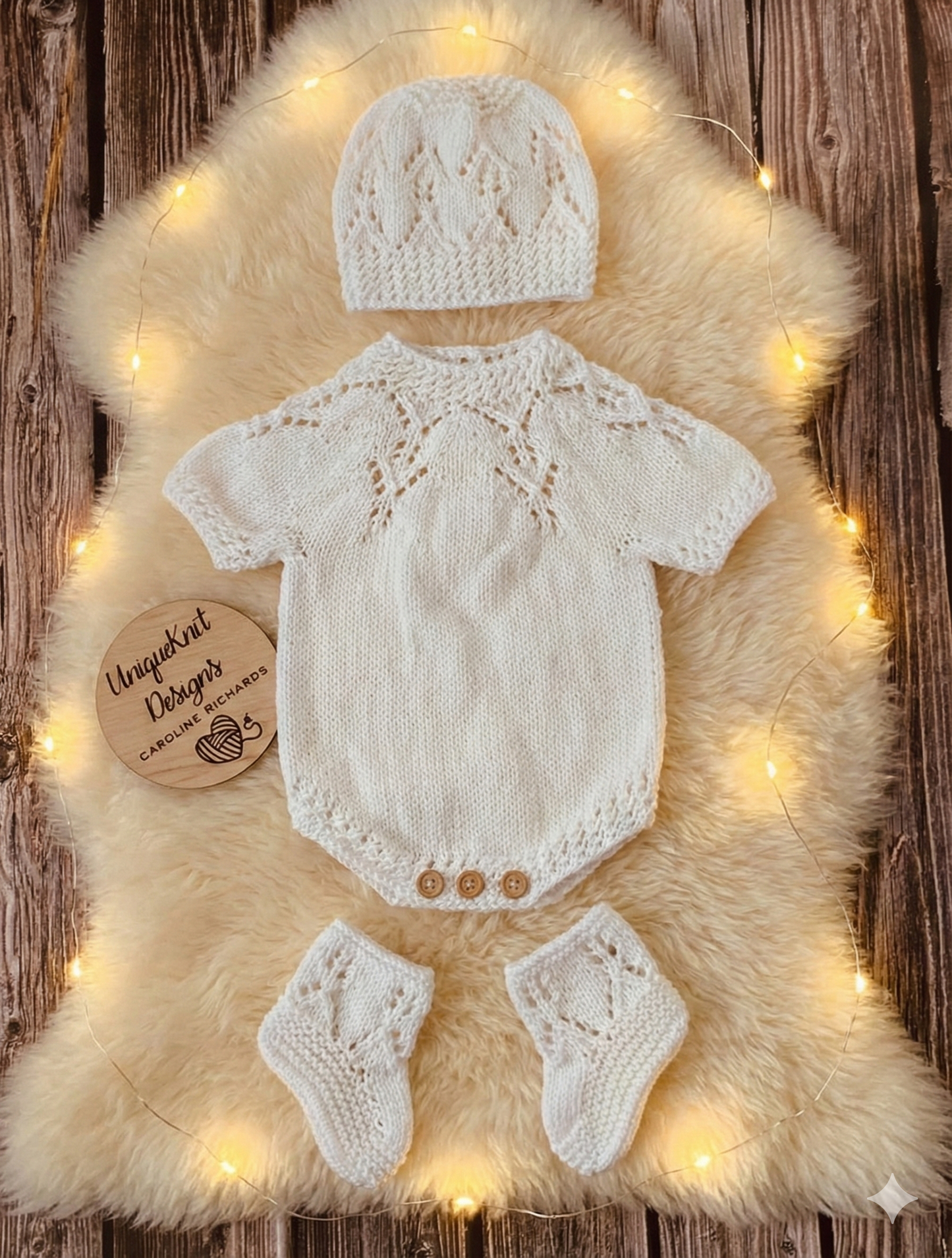 "Cherub" Romper knitting pattern for reborn doll 16-22" or 0-3 Month old baby