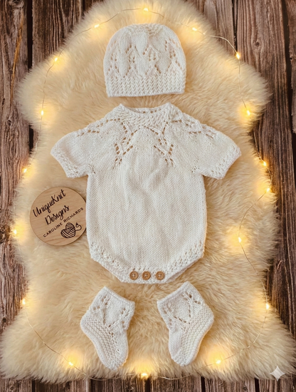 "Cherub" Romper knitting pattern for reborn doll 16-22" or 0-3 Month old baby