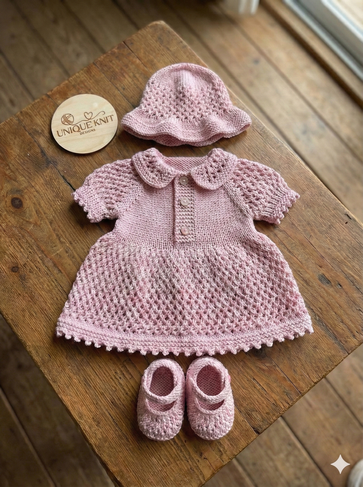 "Lavender” All-in-one dress Knitting pattern for Reborn doll 16 -22” or 0-3 Mth Old Baby
