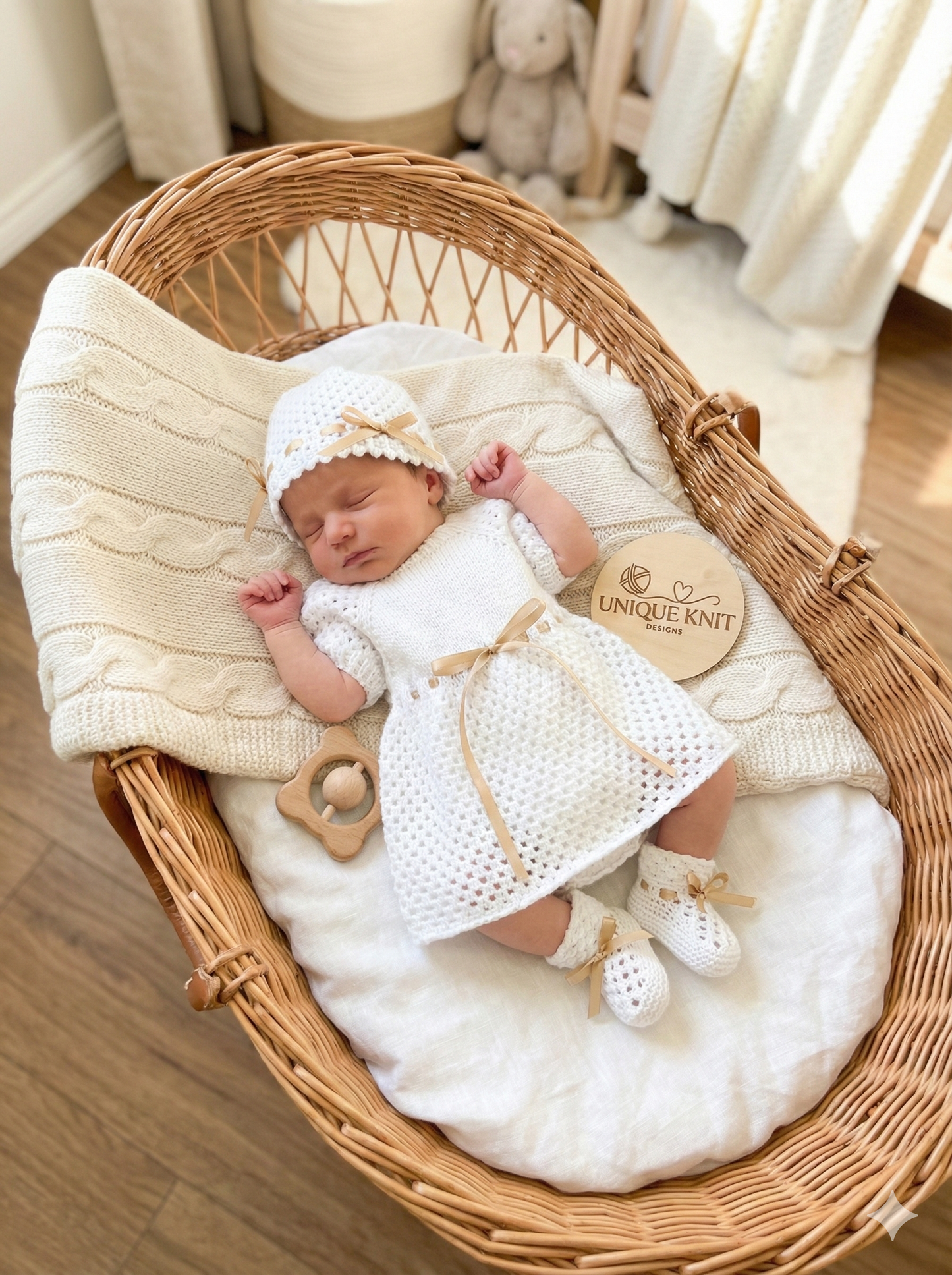"Saffron” Dress Knitting pattern for Reborn doll 16 -22” or 0-3 Mth Old Baby