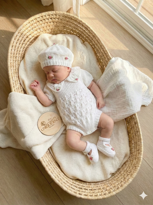 "Lillies ” Romper Knitting pattern for Reborn doll 16 -22” or 0-3 Mth Old Baby