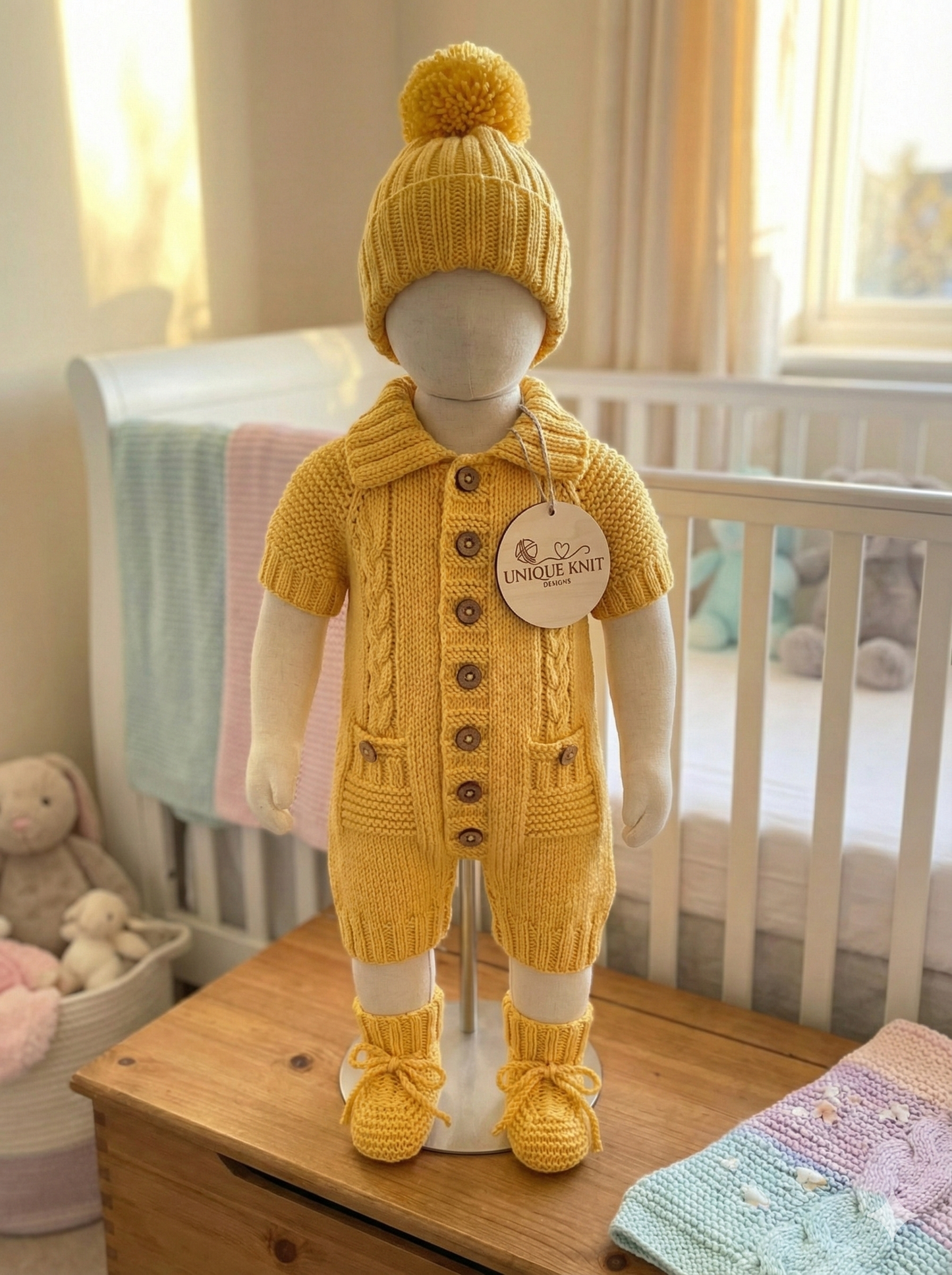 "Acorn" Romper Set Knitting pattern for Reborn doll 16 - 22” or 0-3 Mth Old Baby