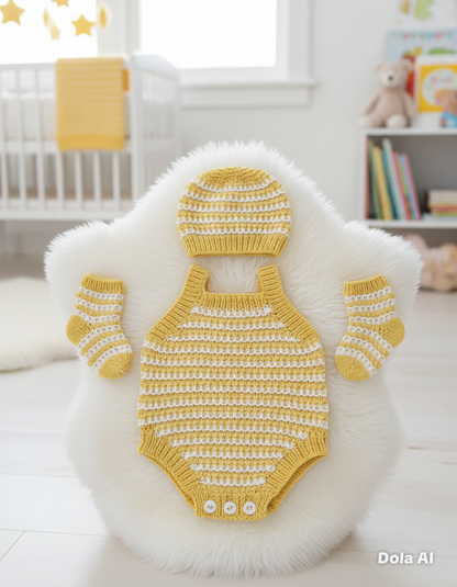 "Kiwi” Romper Knitting pattern set for Reborn doll 16 -22” or 0-3 Month Old Baby