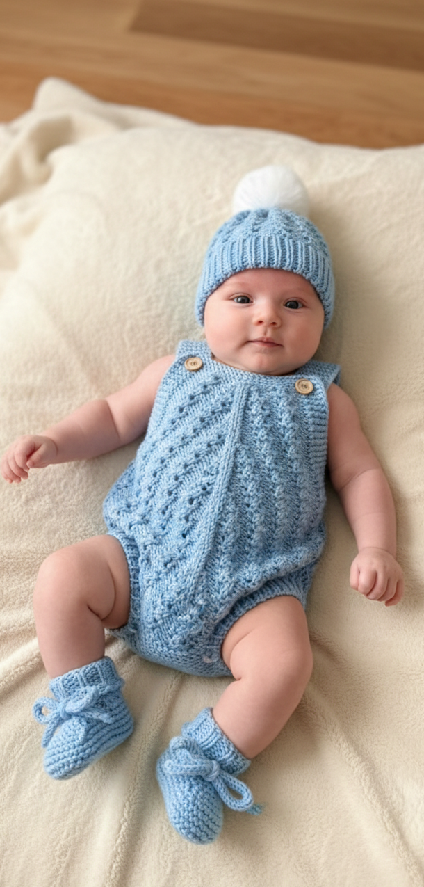 "Lupin” Romper Knitting pattern for Reborn doll 16 -22” or 0-3 Mth Old Baby