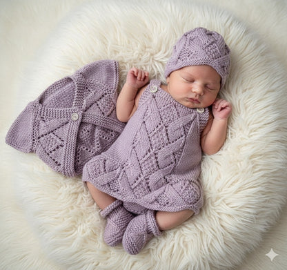 "Lou Lou” 4 Piece Set Knitting pattern for Reborn doll 16-22” or 0-3 Month Old Baby
