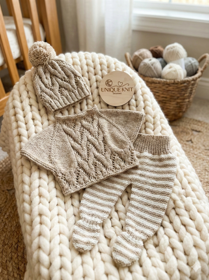 "Harlem” Poncho set Knitting pattern for Reborn doll 16 -22” or 0-3 Month Old Baby