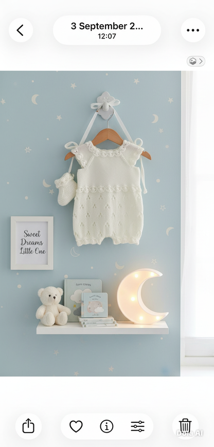 "Angel” Romper Knitting pattern for Reborn doll 16 -22” or 0-3 Month Old Baby