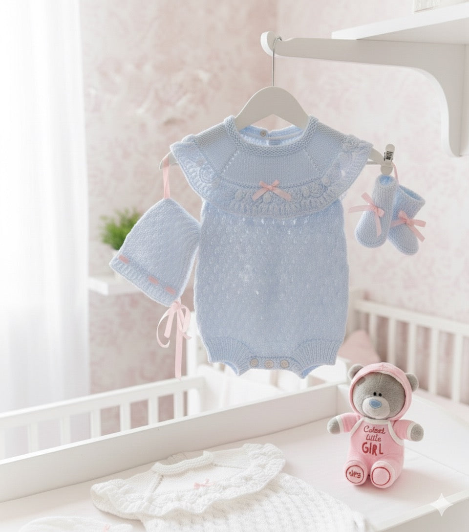 "Crystal” Romper Knitting pattern for Reborn doll 16 -22” or 0-3 Mth Old Baby