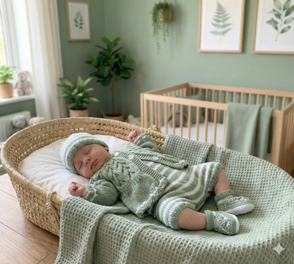 "Violets” 4 Piece Set Knitting pattern for Reborn doll 18-22” or 0-3 Mth Old Baby