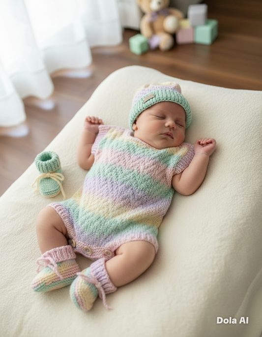 "Neptune” Romper Knitting pattern for Reborn doll 16 -22” or 0-3 Month Old Baby