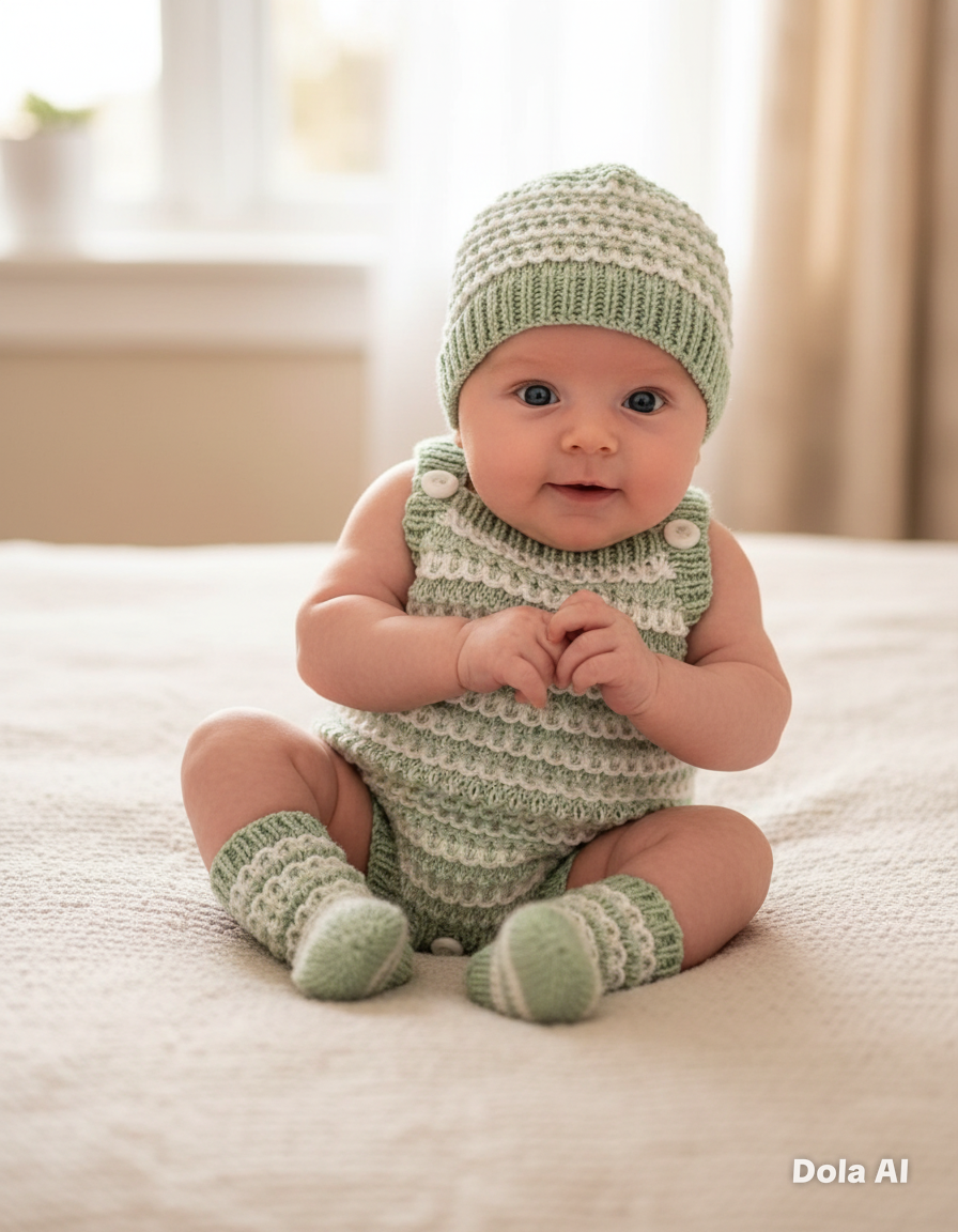 "Kiwi” Romper Knitting pattern set for Reborn doll 16 -22” or 0-3 Month Old Baby