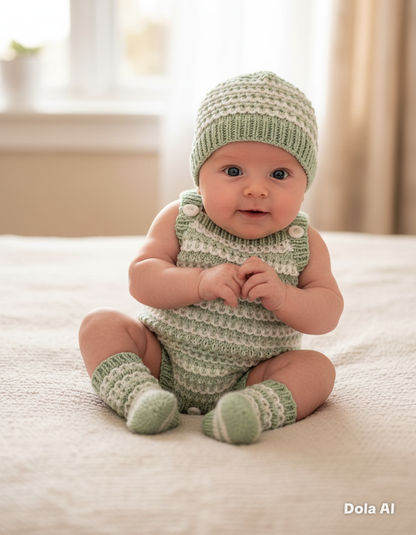 "Kiwi” Romper Knitting pattern set for Reborn doll 16 -22” or 0-3 Month Old Baby