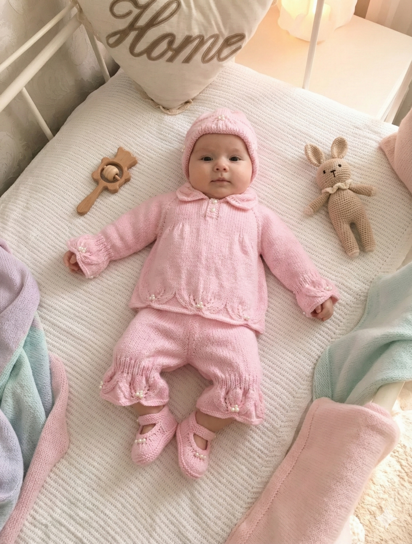 "Sunflower ” Angel Set Knitting pattern for Reborn doll 16 -22” or 0-3 Mth Old Baby