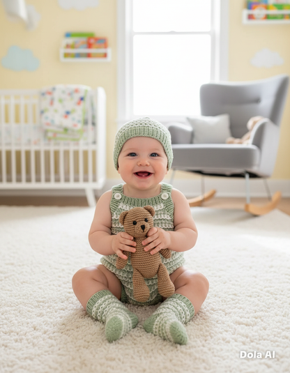 "Kiwi” Romper Knitting pattern set for Reborn doll 16 -22” or 0-3 Month Old Baby