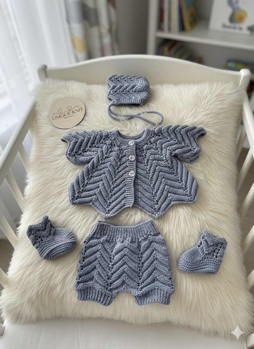 "Angelica” Multi-piece Knitting pattern for Reborn doll 16 -22” or 0-3 Month Old Baby
