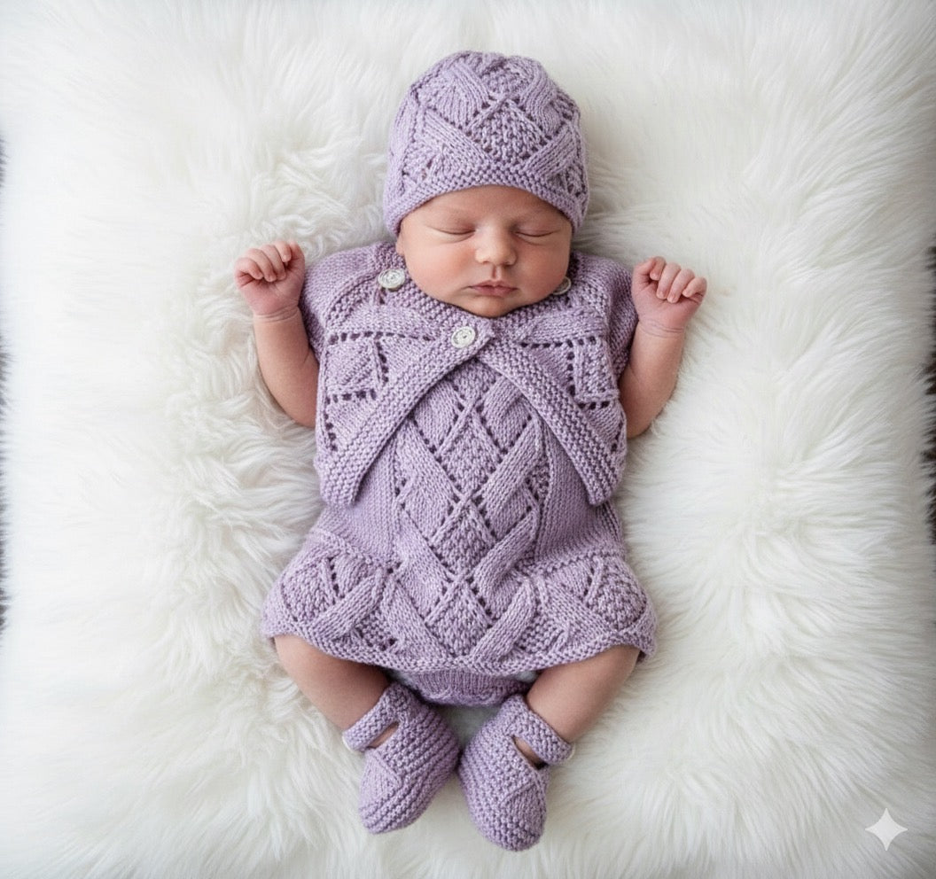 "Lou Lou” 4 Piece Set Knitting pattern for Reborn doll 16-22” or 0-3 Month Old Baby