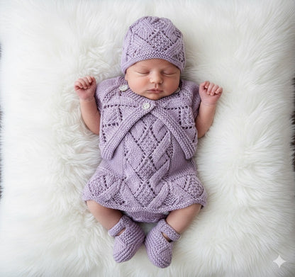 "Lou Lou” 4 Piece Set Knitting pattern for Reborn doll 16-22” or 0-3 Month Old Baby