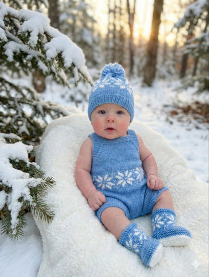 "Snowflake” Romper Knitting pattern for Reborn doll 16 -22” or 0-3 Month Old Baby