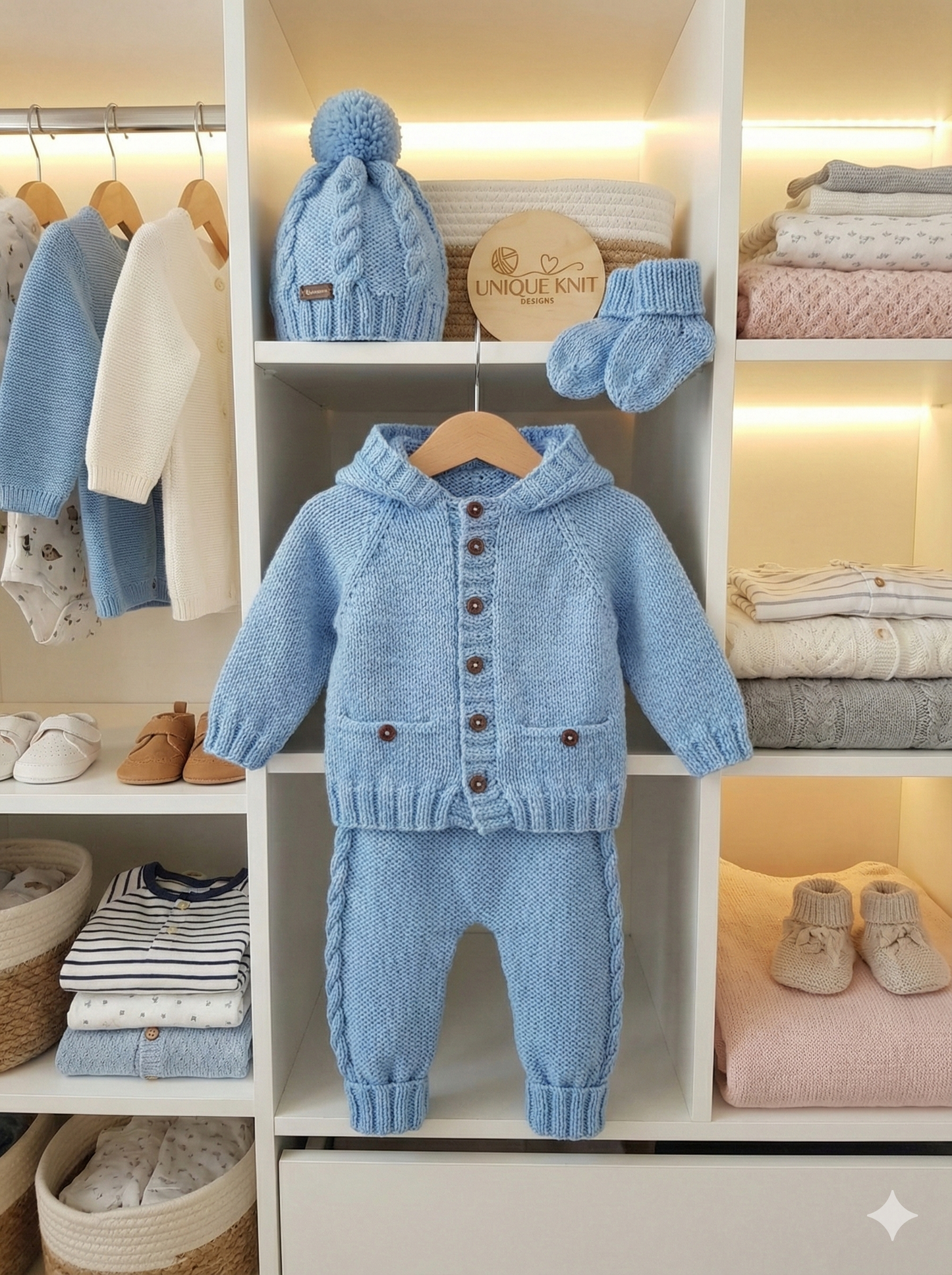 "Clay” 4 Piece Set Knitting pattern for Reborn doll 16-22” or 0-3 Month Old Baby