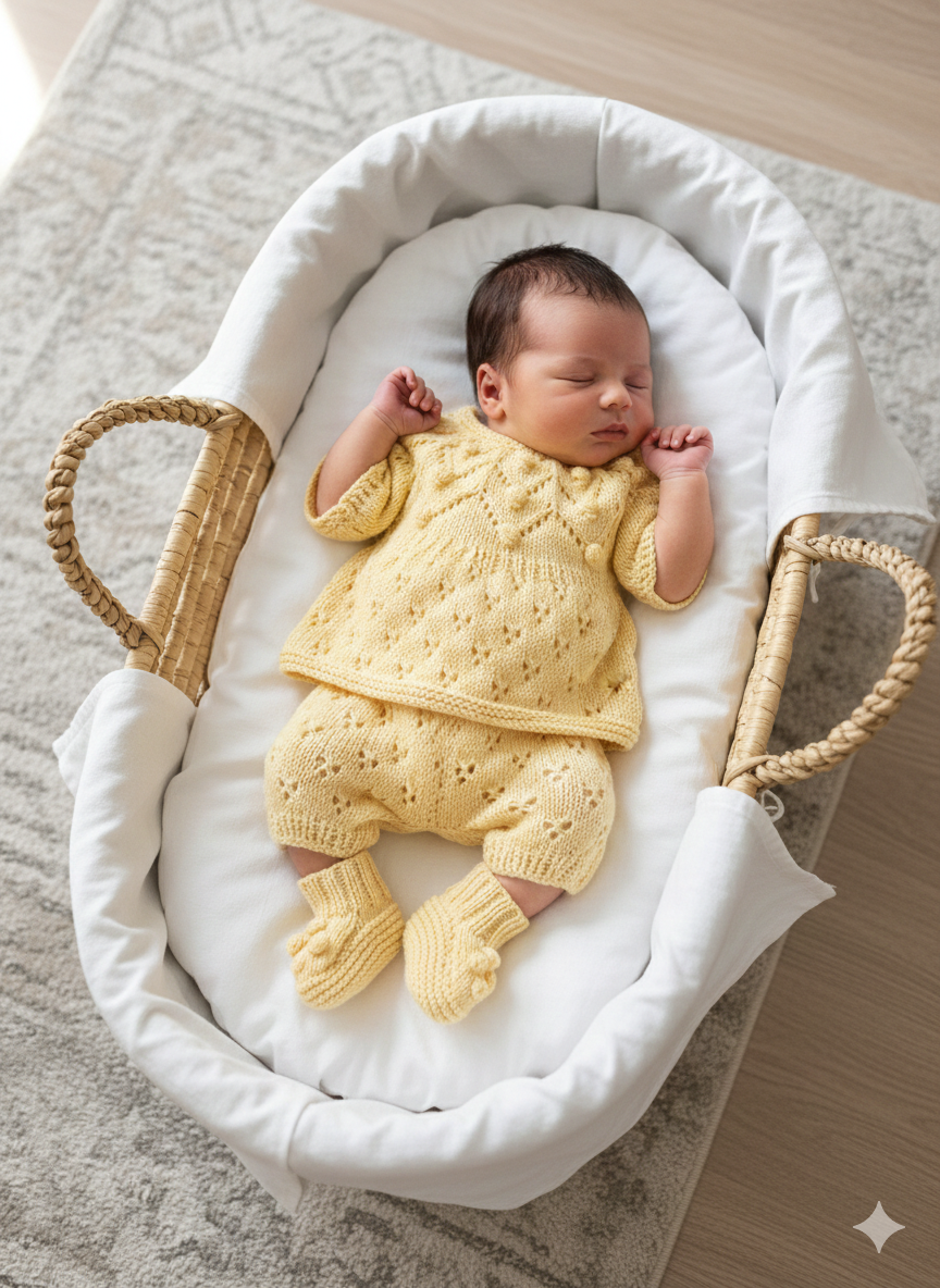 "Dewdrop” multi Piece Knitting pattern set for Reborn doll 16 -22” or 0-3 Month Old Baby