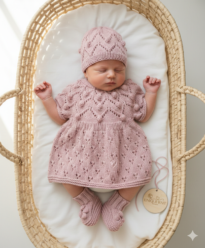"Dewdrop” multi Piece Knitting pattern set for Reborn doll 16 -22” or 0-3 Month Old Baby