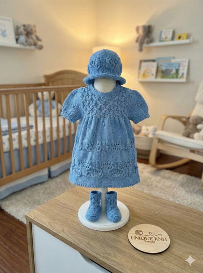 "Clementine” Dress Set Knitting pattern for Reborn doll 16 -22” or 0-3 Mth Old Baby