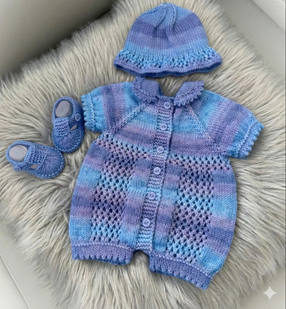 "Clover” Romper Knitting pattern for Reborn doll 16 -22” or 0-3 Mth Old Baby