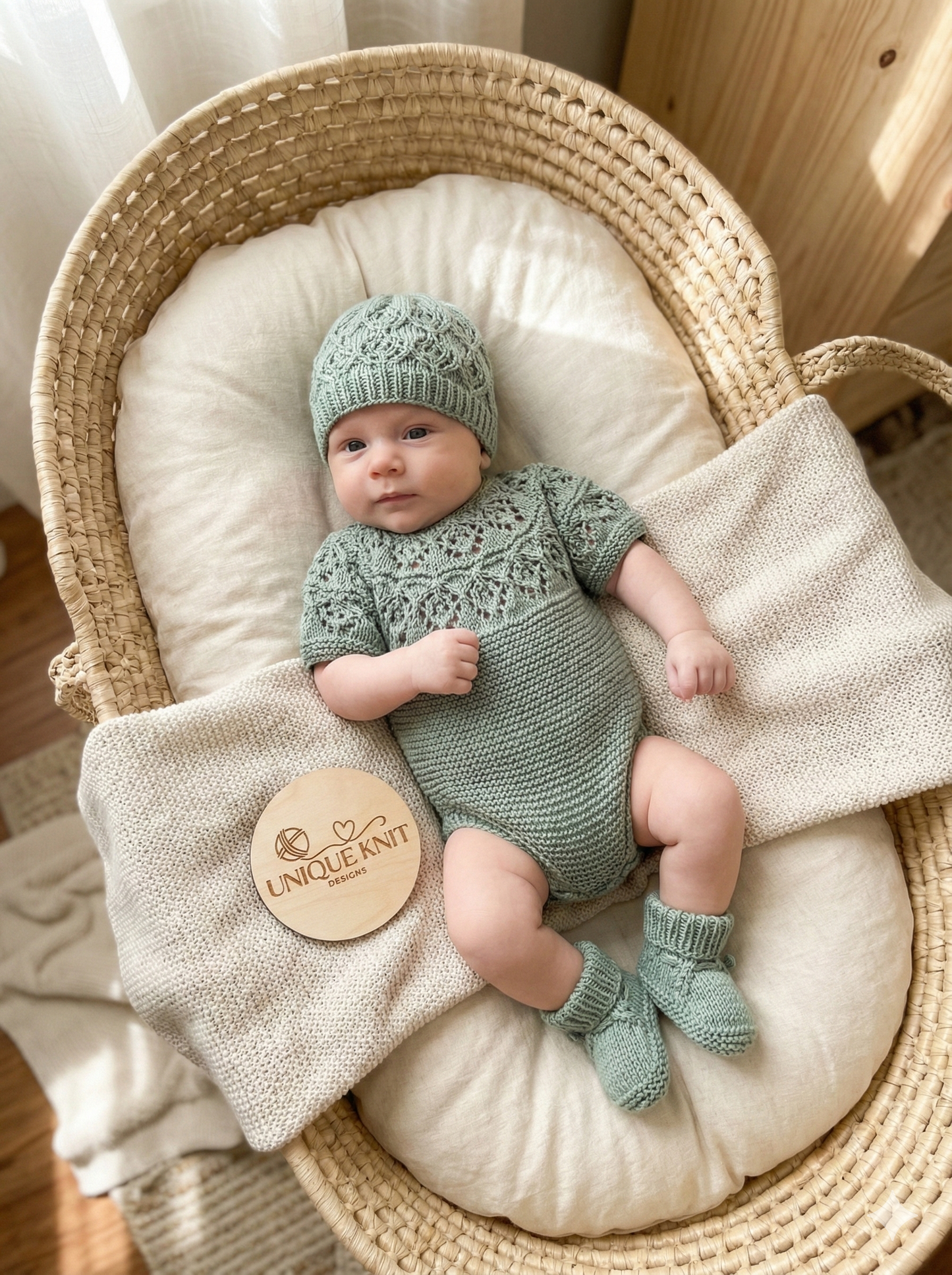 "Pistachio" Romper knitting pattern for reborn doll 16-22" or 0-3 Month old baby
