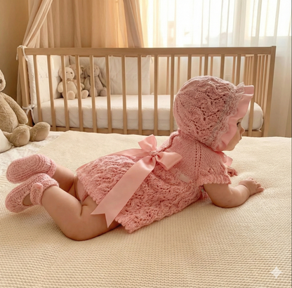 "Sakura” Dress set knitting pattern for Reborn doll 16 -22” or 0-3 Mth Old Baby