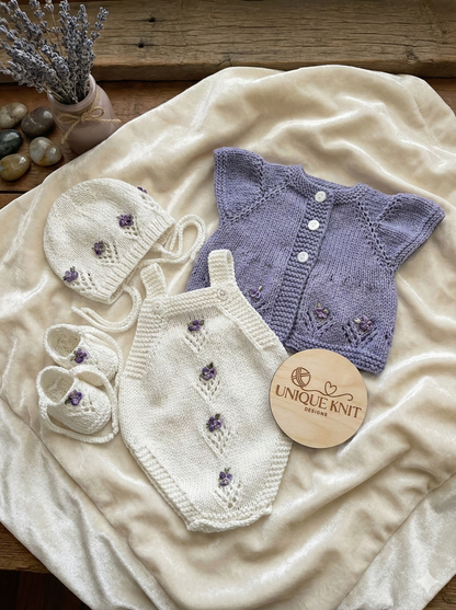 "Isabelle” 4 Piece Knitting pattern set for Reborn doll 16 -22” or 0-3 Month Old Baby