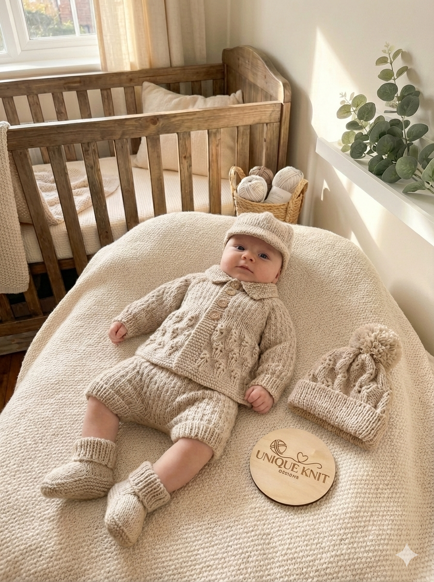 "Blueberry” 5 Piece set knitting pattern for reborn doll 16-22" or 0-3 month old baby