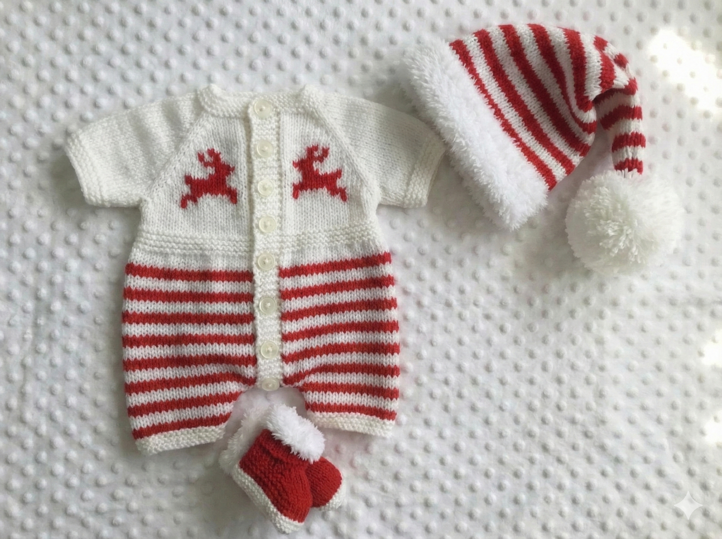 "Mistletoe” Fur trimmed Romper Knitting pattern for Reborn doll 16 -22” or 0-3 Mth Old Baby