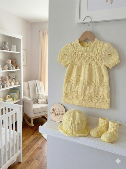 "Clementine” Dress Set Knitting pattern for Reborn doll 16 -22” or 0-3 Mth Old Baby