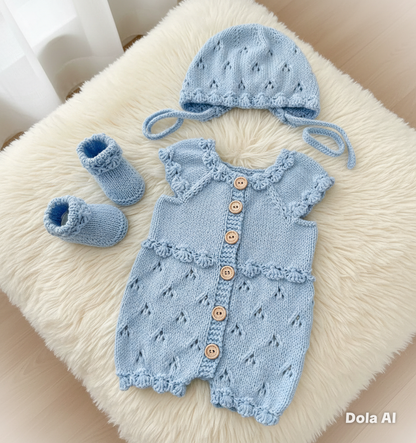"Angel” Romper Knitting pattern for Reborn doll 16 -22” or 0-3 Month Old Baby