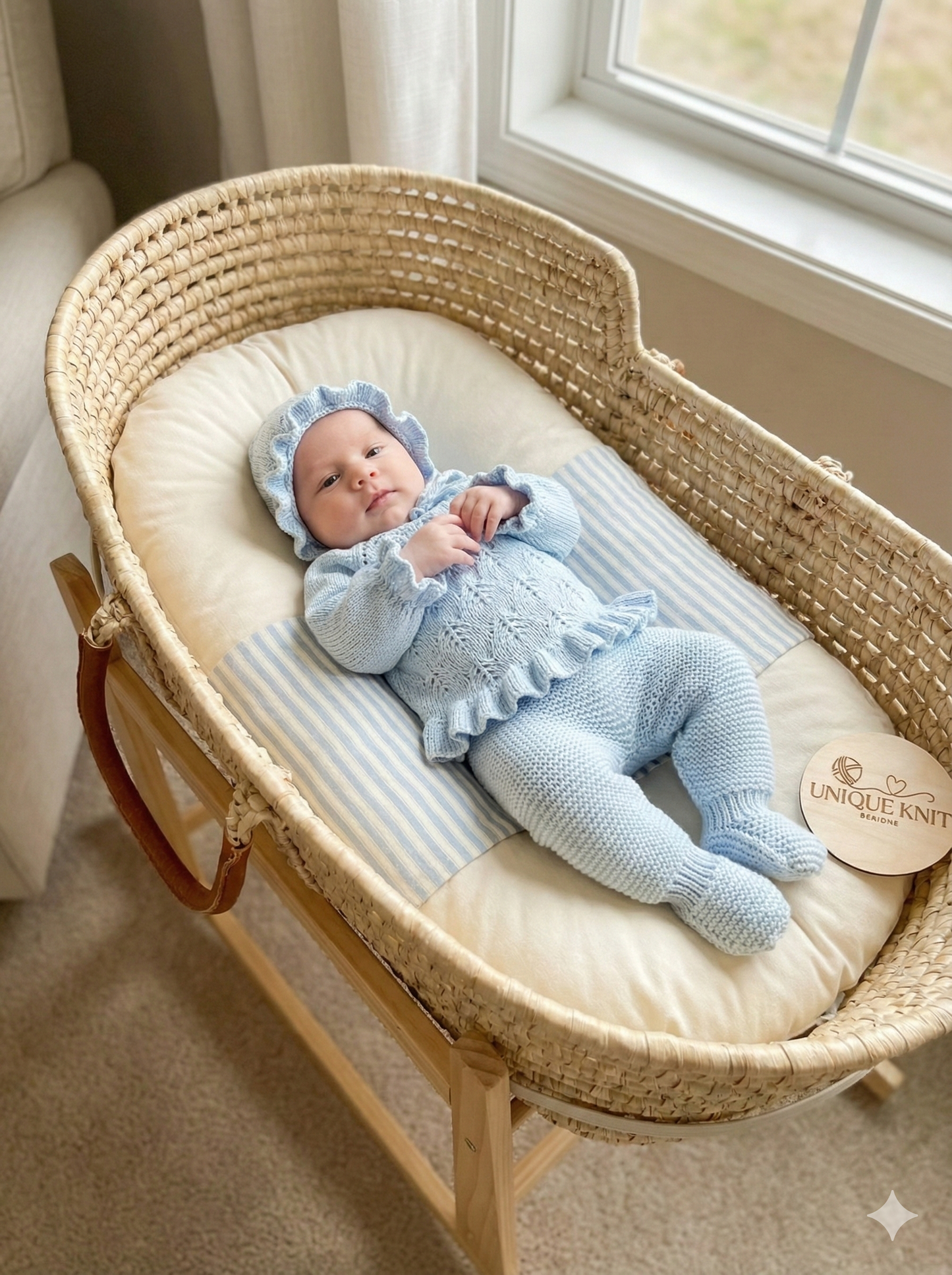 "Jade” 3 piece set knitting pattern for reborn doll 16-22" or 0-3 month old baby