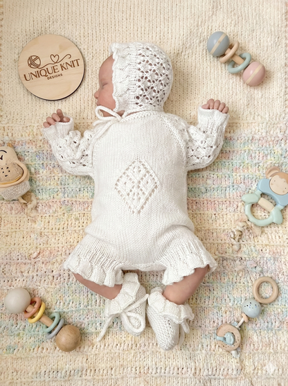 "Princess” Romper Knitting pattern for Reborn doll 16 -22” or 0-3 Month Old Baby