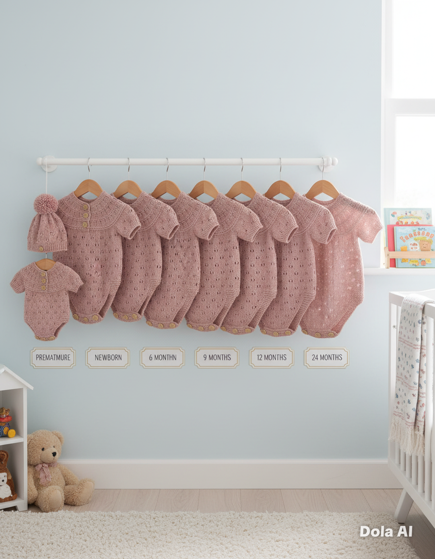 "Pippin” 3 Piece set - 8 sizes from premature to 24 Month old baby