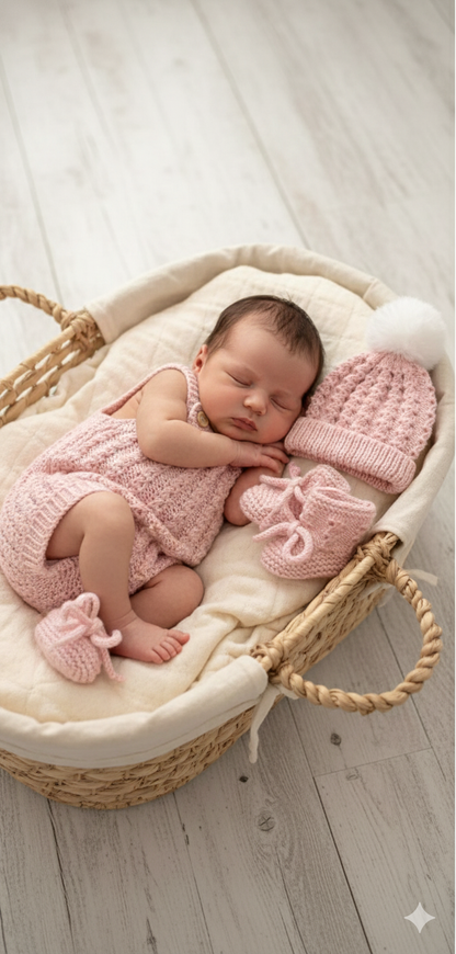 "Lupin” Romper Knitting pattern for Reborn doll 16 -22” or 0-3 Mth Old Baby