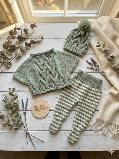 "Harlem” Poncho set Knitting pattern for Reborn doll 16 -22” or 0-3 Month Old Baby
