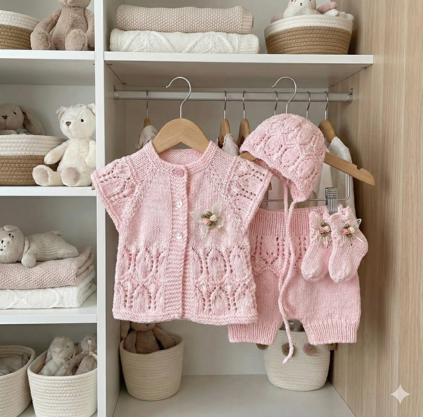 "Edith” 4 Piece Knitting pattern set for Reborn doll 16 -22” or 0-3 Month Old Baby