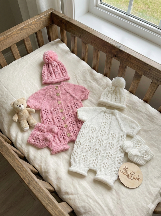 "Bounty” Romper Knitting pattern for Reborn doll 16 -22” or 0-3 Mth Old Baby