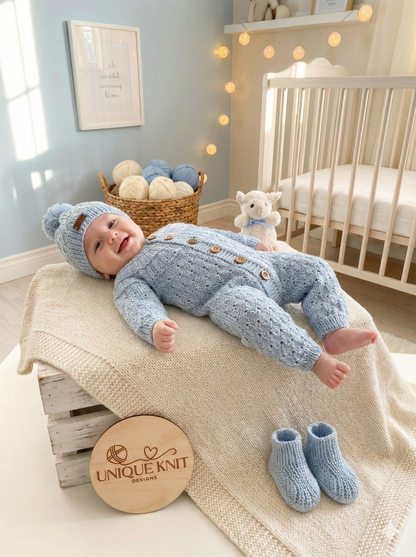 "Opal” Romper Knitting pattern for Reborn doll 16 -22” or 0-3 Mth Old Baby