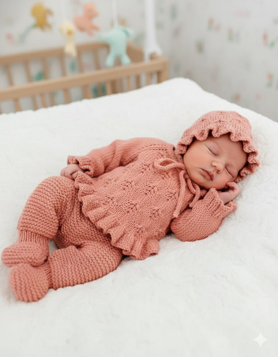 "Jade” 3 piece set knitting pattern for reborn doll 16-22" or 0-3 month old baby
