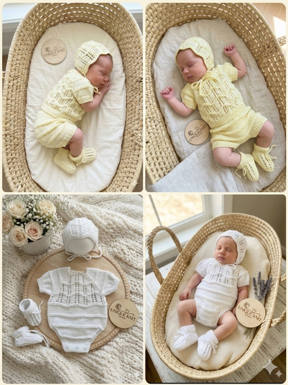 "Aileen” Multi-piece Knitting pattern for Reborn doll 16 -22” or 0-3 Month Old Baby