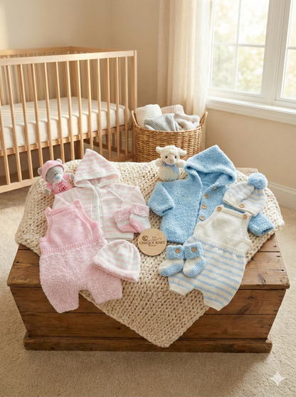 "Topaz” 4 Piece Set Knitting pattern for Reborn doll 18-22” or 0-3 Mth Old Baby