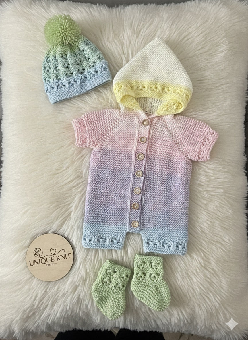 "Rainbow” Multi Piece set knitting pattern for reborn doll 16-22" or 0-3 month old baby